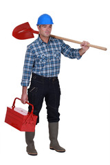 Handyman setting off to work