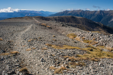 winding track across scree slopes in Nelson Lakes