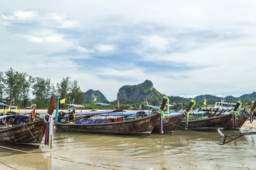 Boat park at sea shore with cloudy weather