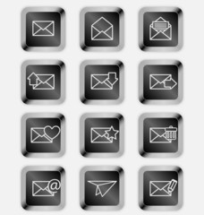 Envelopes for email icons on black keyboard