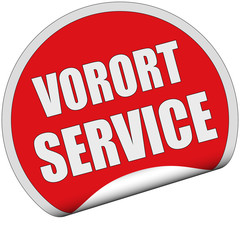 Sticker rot rund cu VORORT SERVICE