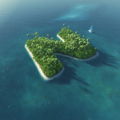 Island Alphabet. Paradise tropical island in form of letter N