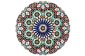 Papier Peint photo moyen-Orient Cercle de mosaïque Arabesque isolé sur blanc