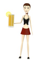 3d render of cartoon character with juice