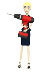 3d render of cartoon character with drill