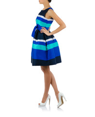 Woman in fashion dress concept on white