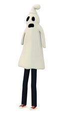 3d render of cartoon character with ghost