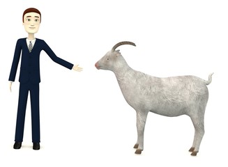 3d render of cartoon character with goat