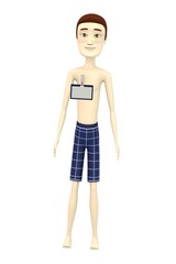 3d render of cartoon character with badge