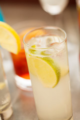 Colorful cocktails close up