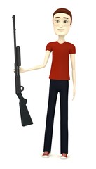 3d render of cartoon character with gun