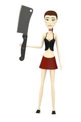 3d render of cartoon character with kitchen utensil