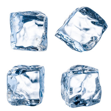 Cubes of ice on a white background. File contains the path to cu