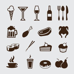 food and drink, icons set