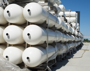 White industrial butan bottles