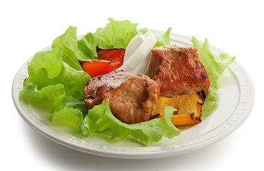 Shashlik on the plate