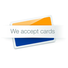 We accept cards - credit card isolated on white