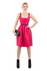 Woman in fashion dress concept on white