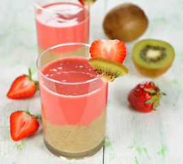 Smoothie of strawberries and kiwi