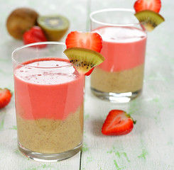 Smoothie of strawberries and kiwi