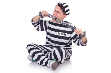 Funny convict isolated on the white