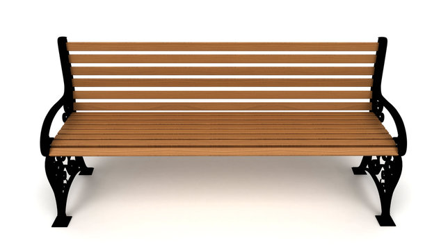Panchina in legno, 3d, rendering, Sfondo Bianco