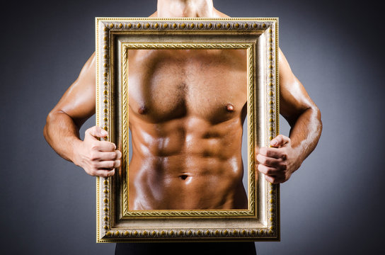 Muscular Man With Picture Frame