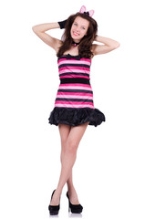 Tall woman in fashion concept