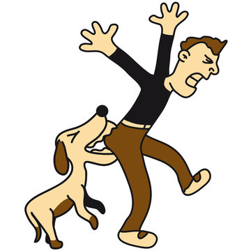 Dog Bites Man In The Ass Stock Illustration | Adobe Stock