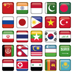 Asia Flags Square Icons