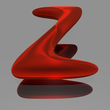 Red Metallic 3d Font - Letter Z