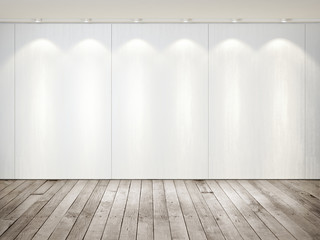 white wall, wood floor