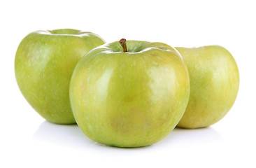 Juicy green apples, isolated on white