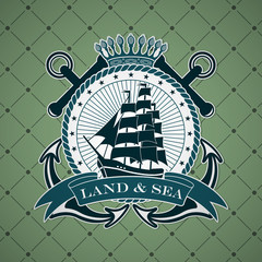 Vintage label with a nautical theme