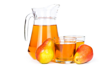 Pear juice in a glass jug