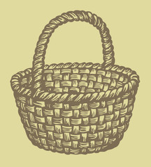 Vector. Monochrome picture wickerwork basket