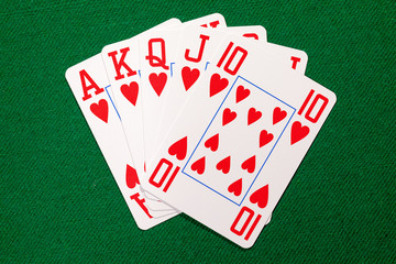 Poker cards with royal flush combination