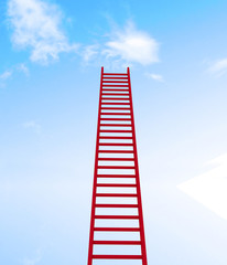 ladder leading to a clouds - rendered in 3d