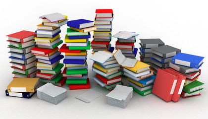 3d illustration of books piles