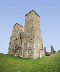 Fototapeta na wymiar reculver towers roman fort herne bay