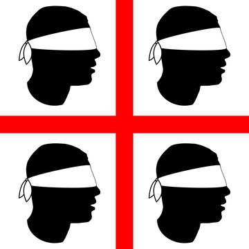 BANDIERA QUADRATA QUATTRO MORI BENDATI SARDI SARDEGNA SARDA
