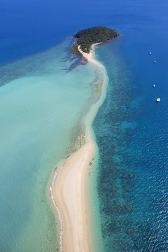 Aerial panorama of exotic remote island