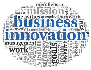 Business innovation concept in word tag cloud