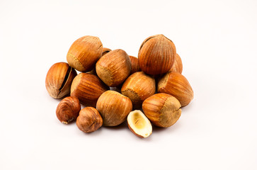 Nuts on the white background