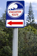 Tsunami evacuation route sign