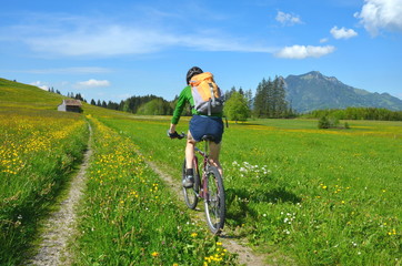 Radfahren, Berge, Wiesen