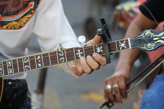 Close up guitar cowboy