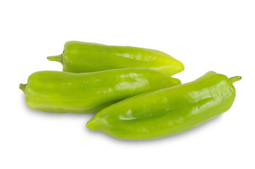 Green sweet peppers on white
