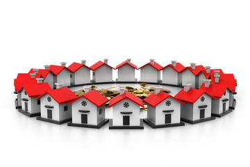 Houses circle.(home choice concept).