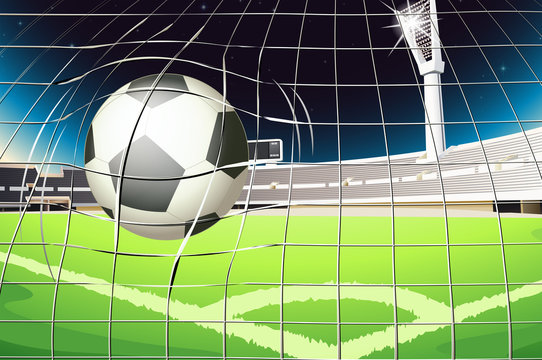 A net with a soccer ball